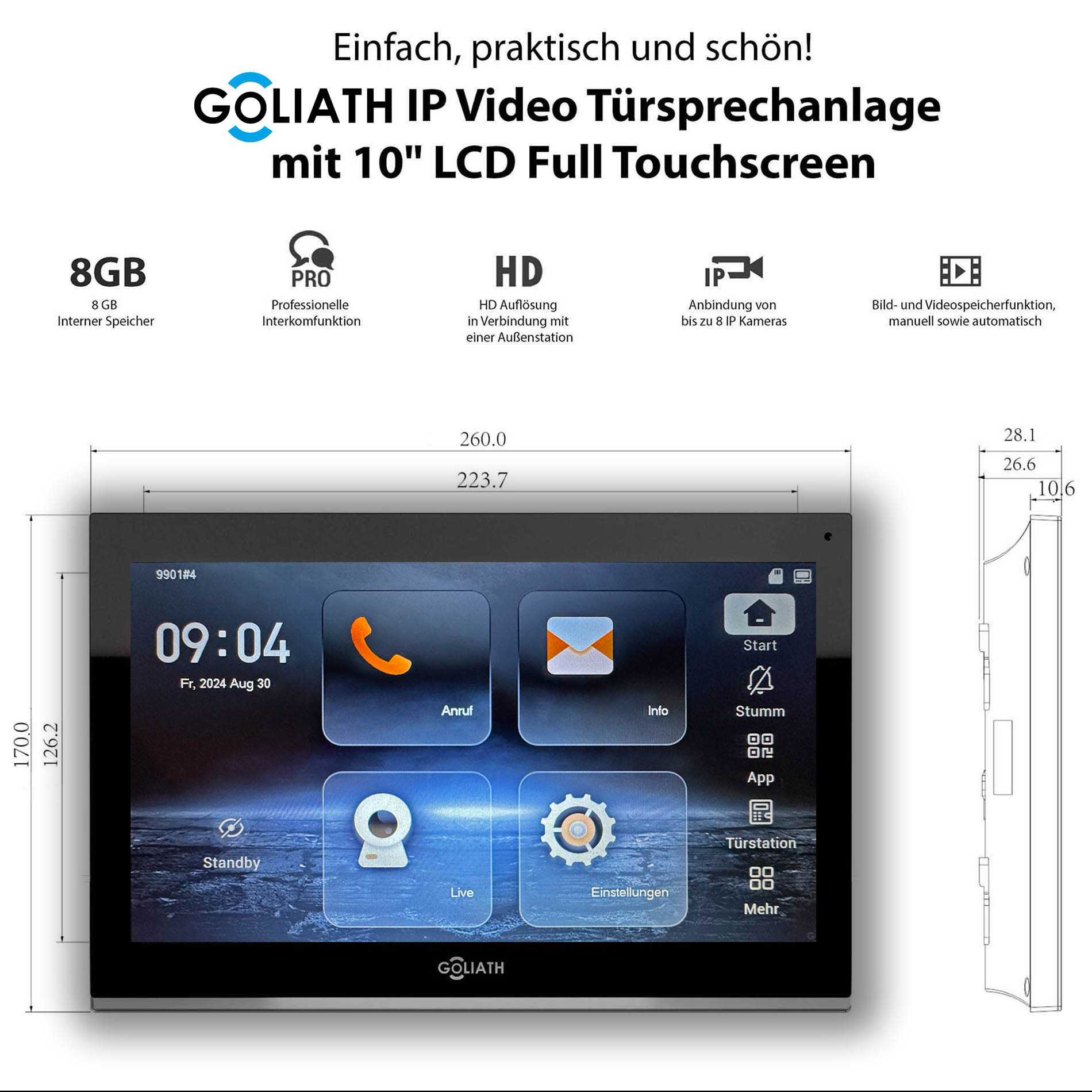 AV-VTI10SV2 Goliath 10-Zoll Monitor Schwarz Trsprechanlage